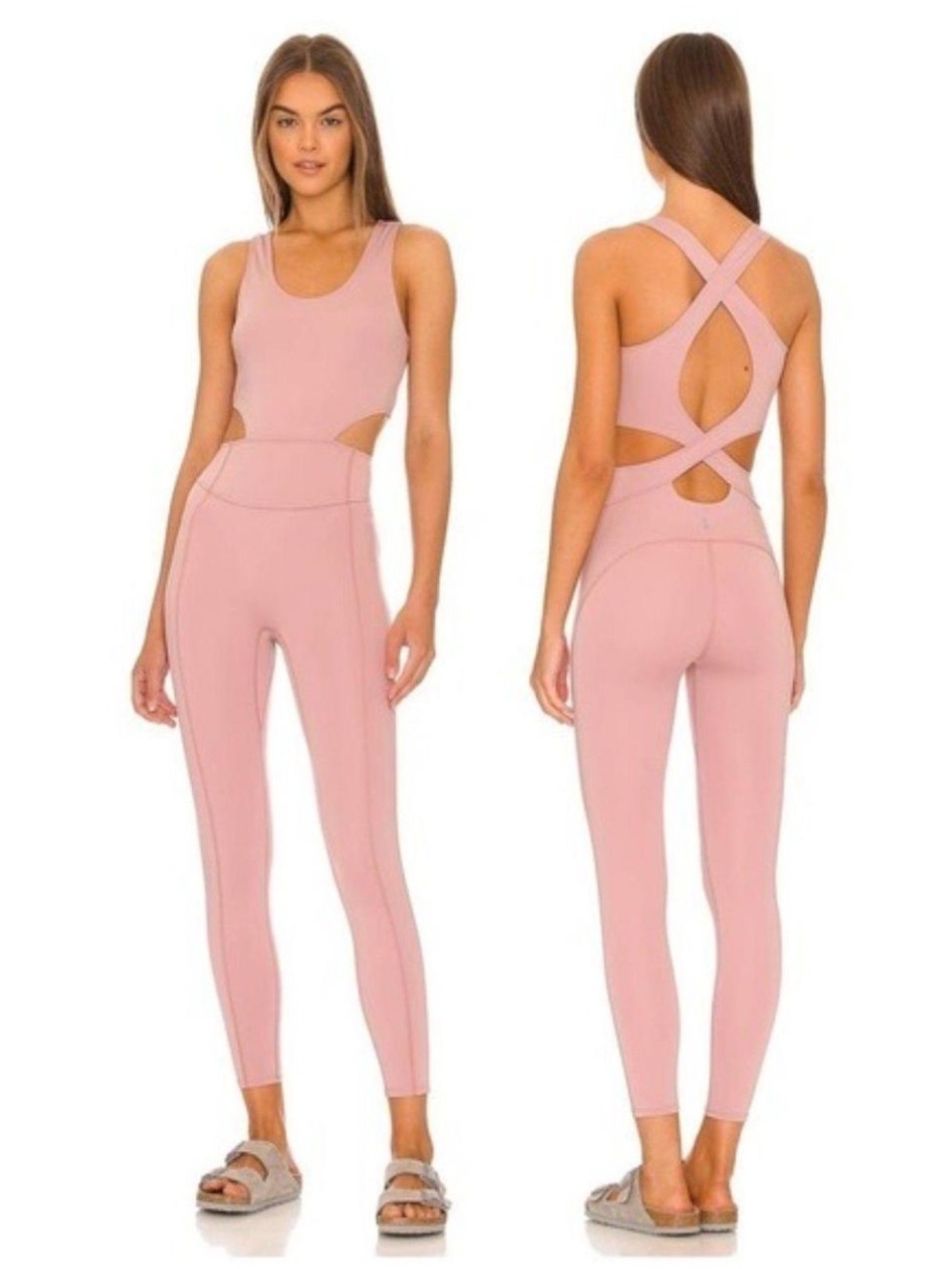 Free People Movement Back It Up Jumpsuit Pink Cutout Back Jumpsuit